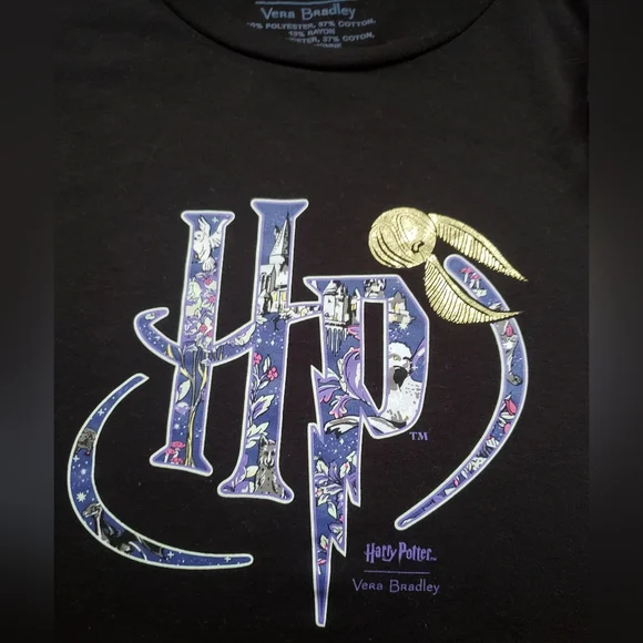 Vera Bradley  Harry Potter  Long  Sleeves Black T-shirt Size 2XL/2TG - Picture 5 of 5